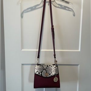 Dune London, Dark Red/Tan/Animal Print Purse